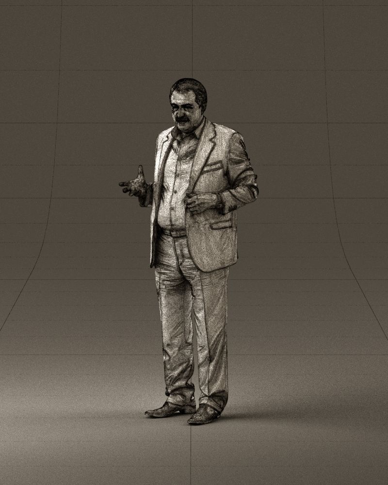 Man in age in bright brown suit 0936 3D Print Ready 3D print model_34