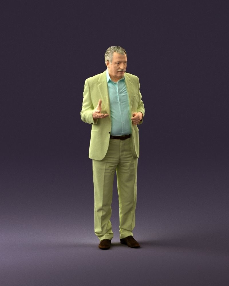 Man in age in bright brown suit 0936 3D Print Ready 3D print model_14