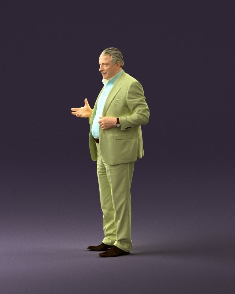 Man in age in bright brown suit 0936 3D Print Ready 3D print model_21