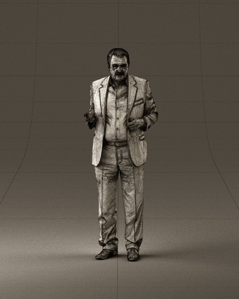 Man in age in bright brown suit 0936 3D Print Ready 3D print model_24