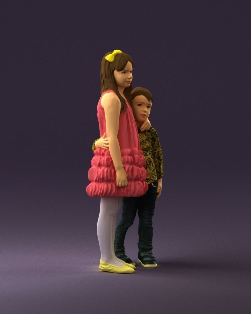 Little girl in pink and little boy in leo top 0910 3D PrintReady 3D print model_15