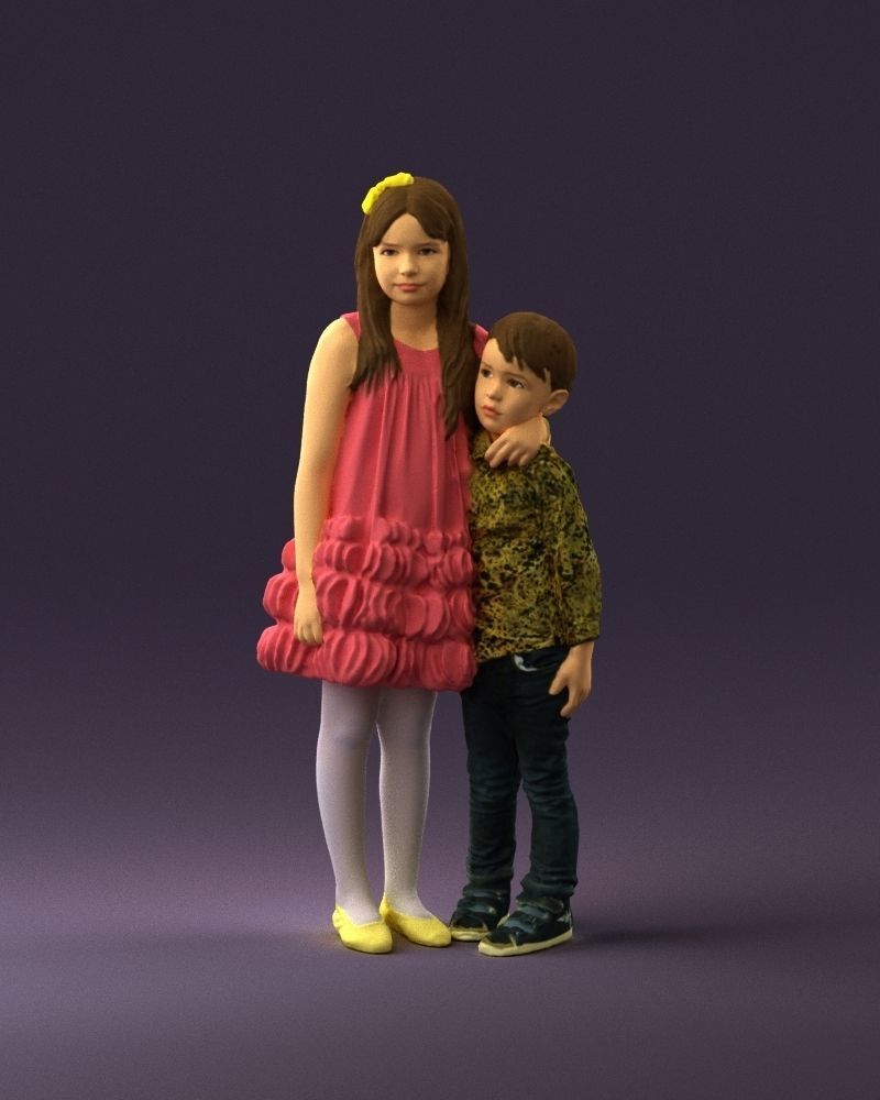Little girl in pink and little boy in leo top 0910 3D PrintReady 3D print model_12