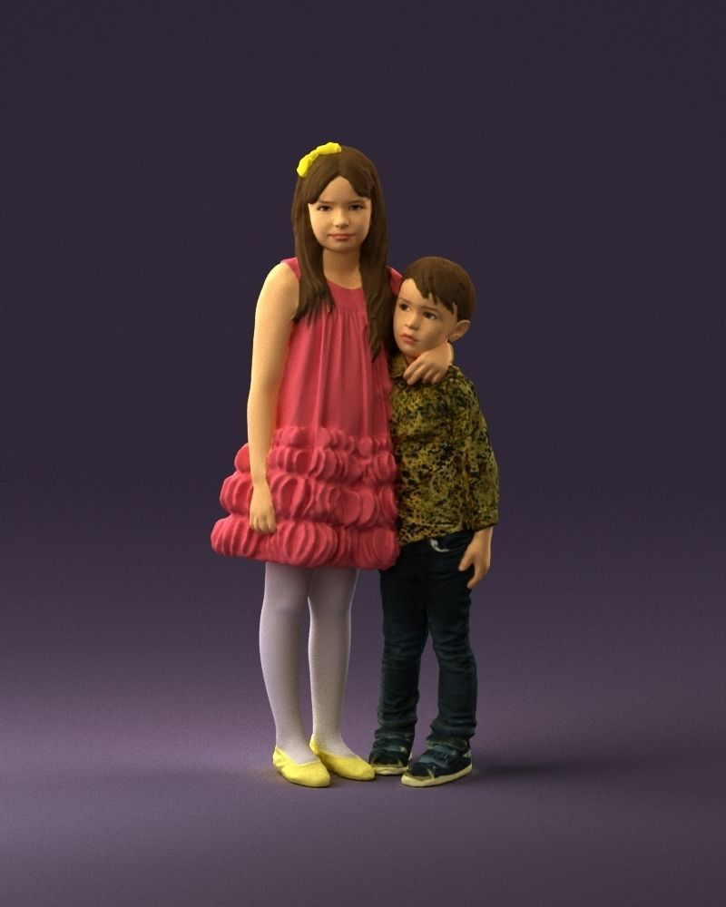 Little girl in pink and little boy in leo top 0910 3D PrintReady 3D print model_13