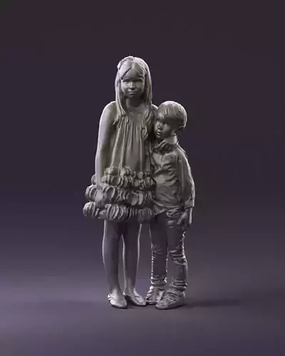 Little girl in pink and little boy in leo top 0910 3D PrintReady 3D print model
