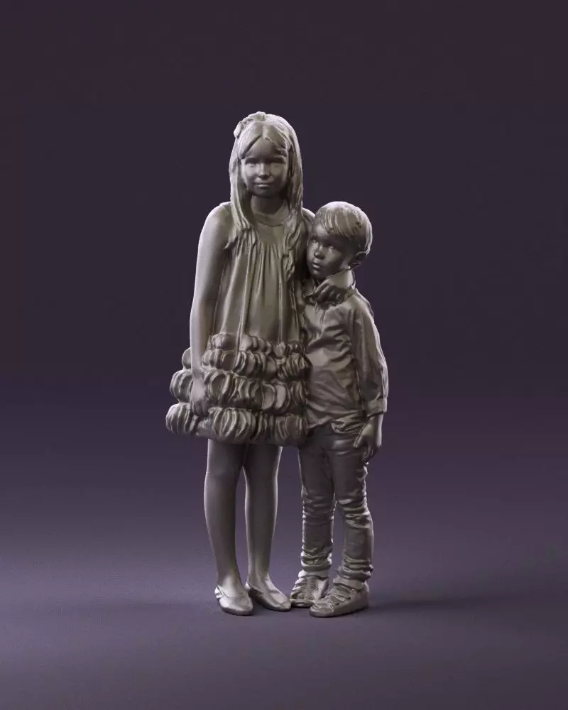 Little girl in pink and little boy in leo top 0910 3D PrintReady 3D print model_0