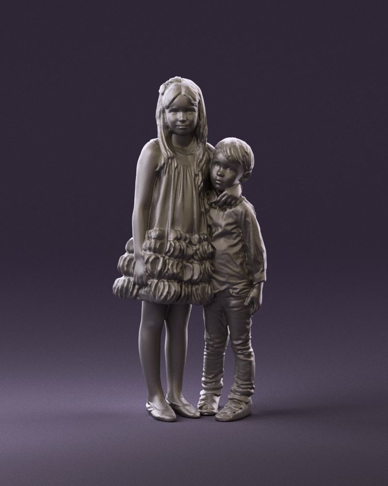 Little girl in pink and little boy in leo top 0910 3D PrintReady 3D print model_1