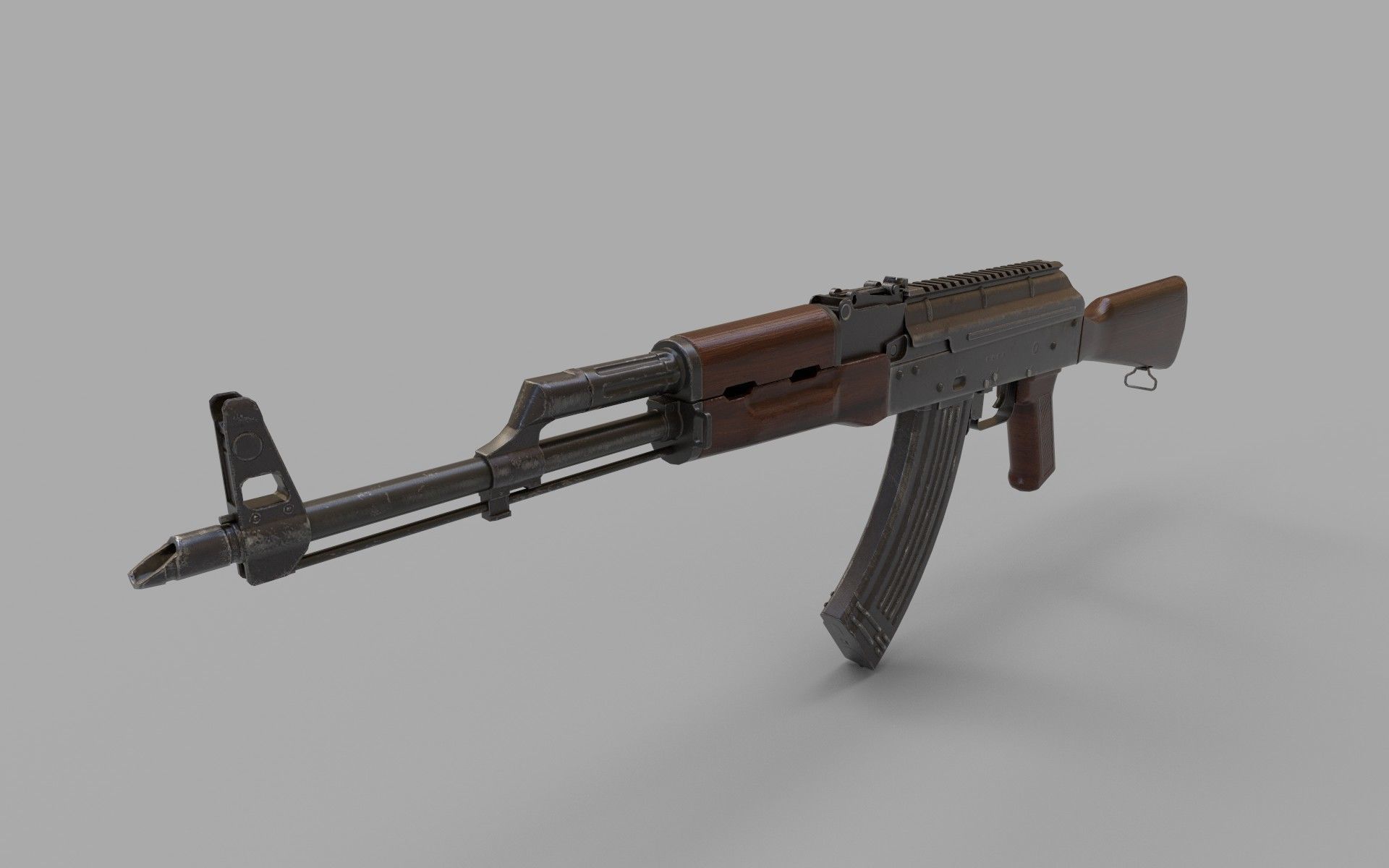 AKM machine gun  Low-poly 3D model_3