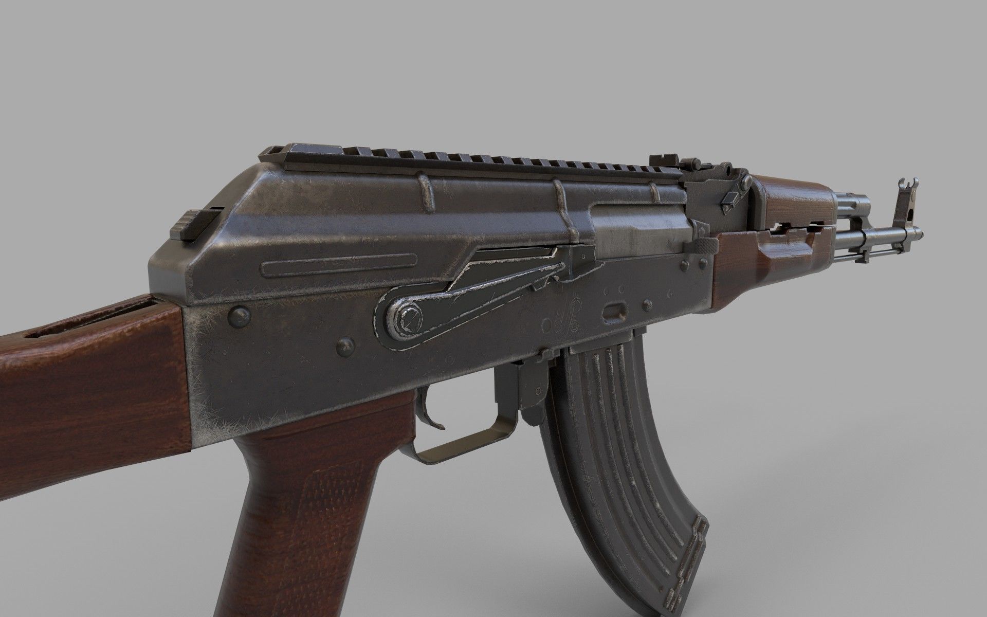 AKM machine gun  Low-poly 3D model_2