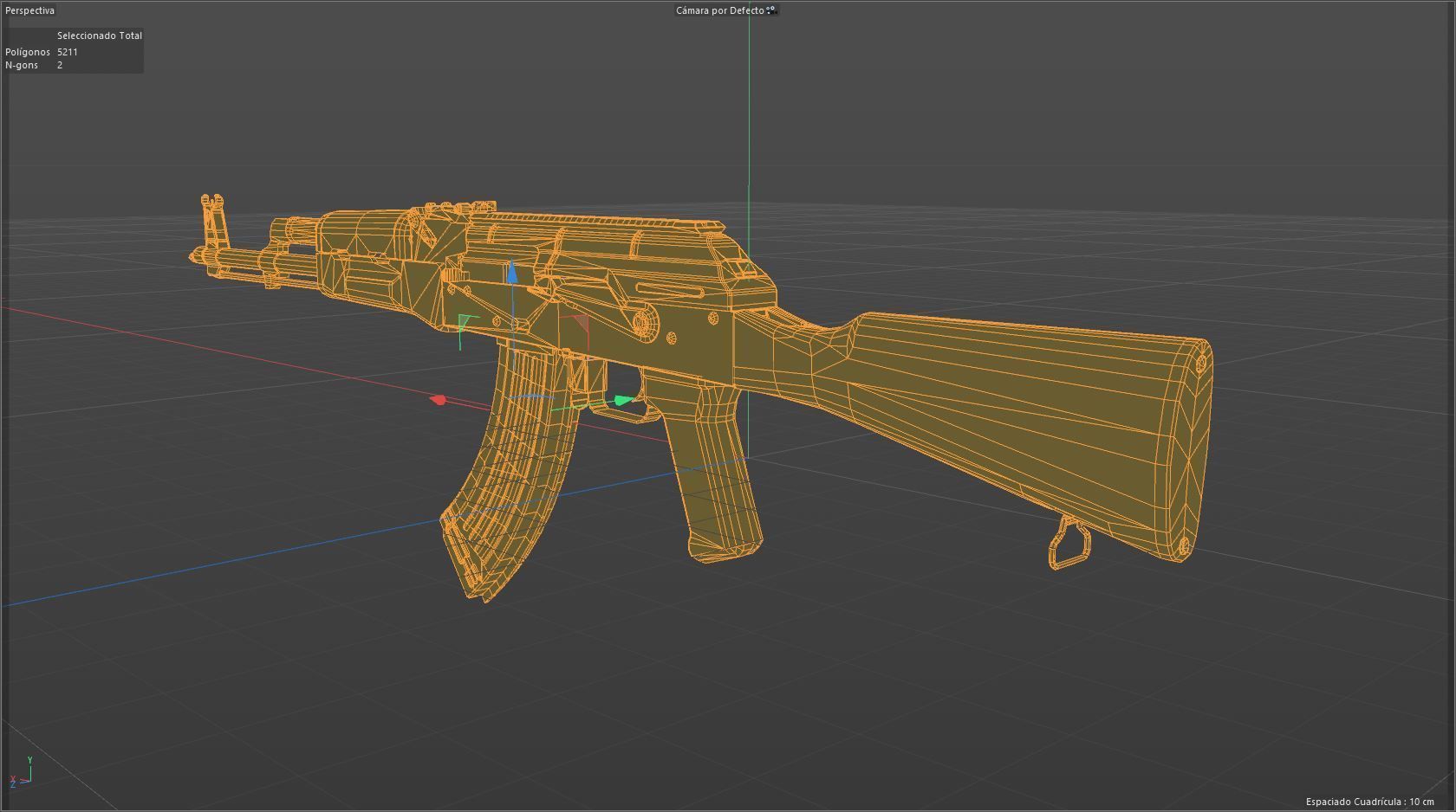 AKM machine gun  Low-poly 3D model_9