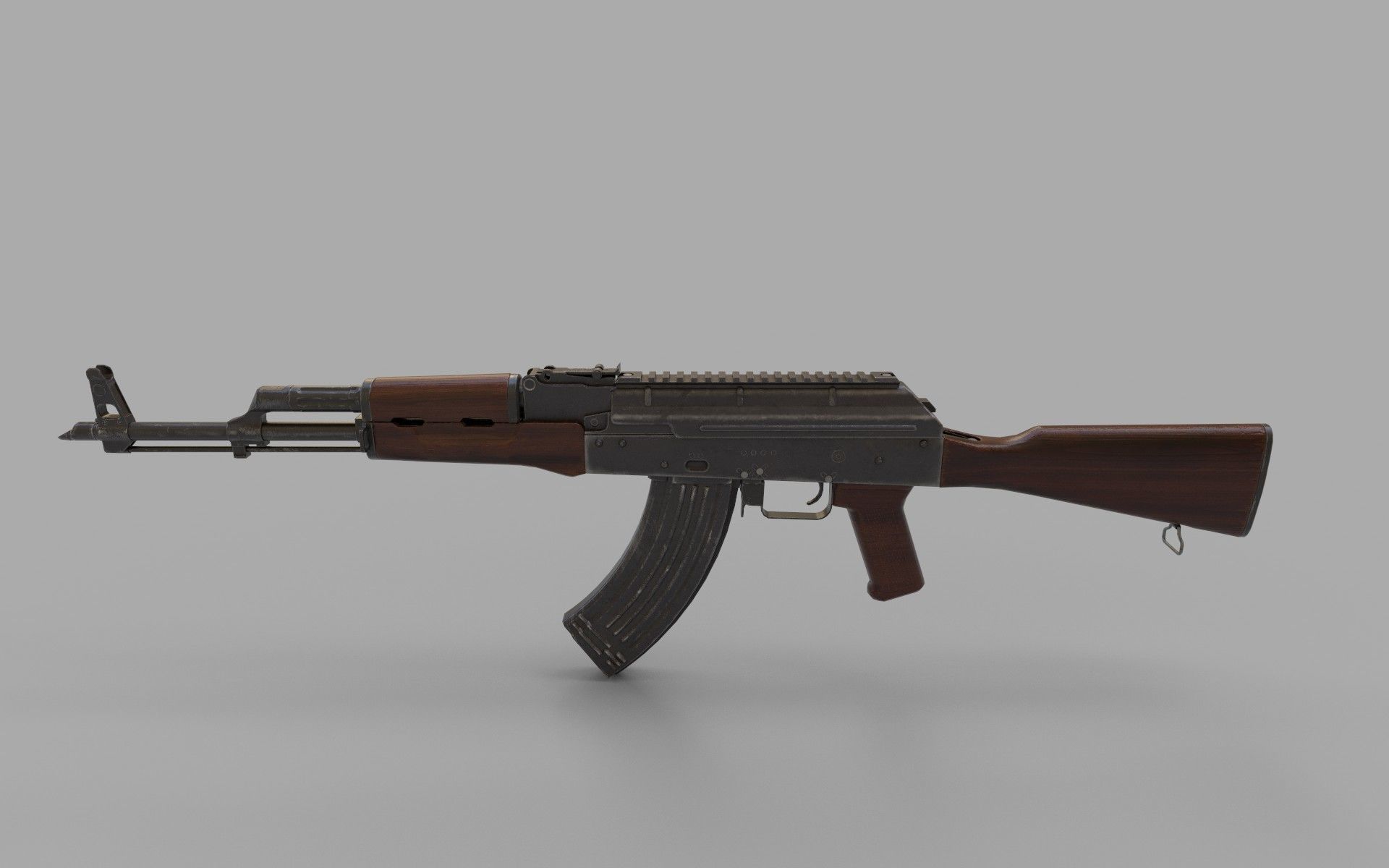 AKM machine gun  Low-poly 3D model_5