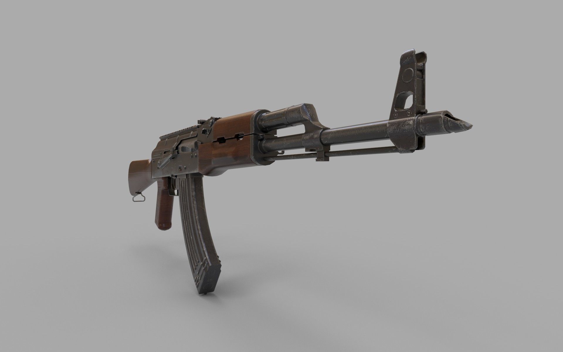 AKM machine gun  Low-poly 3D model_4