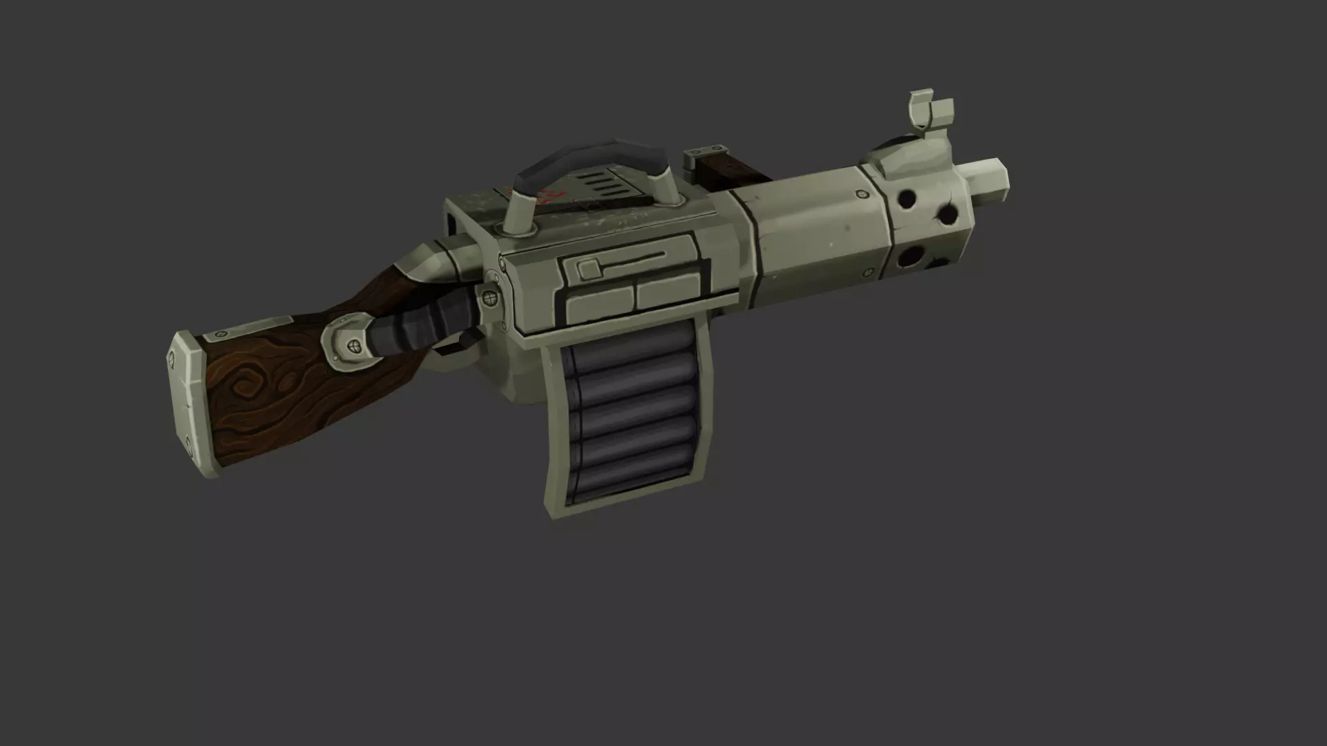 BarbarianMachineGun grenade launcher Low-poly 3D model