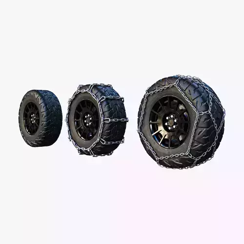 Wheel Offroad Pack Lowpoly Chain Low-poly 3D model
