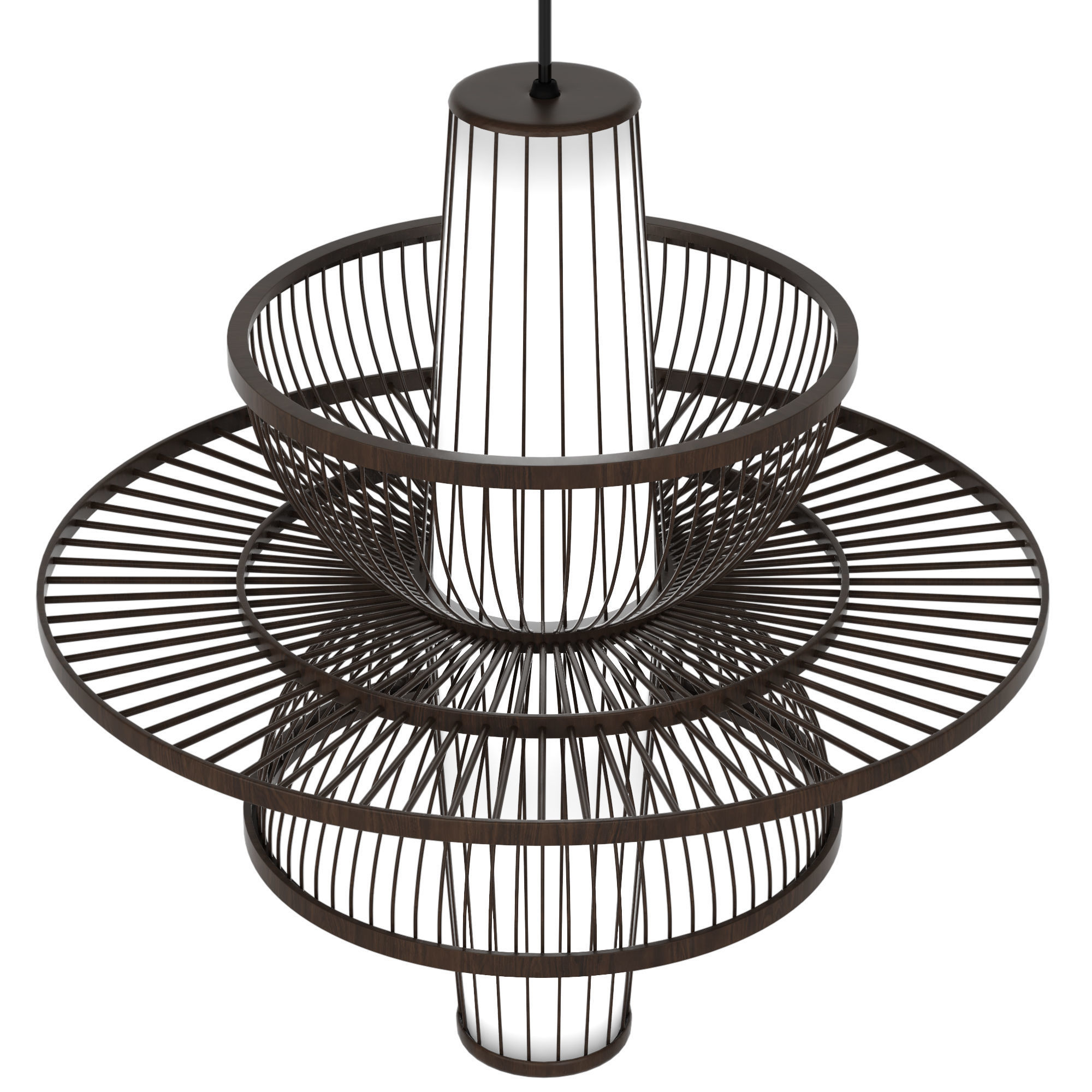 Pastoral Rattan Decorative Pendant Lights 3D model_1