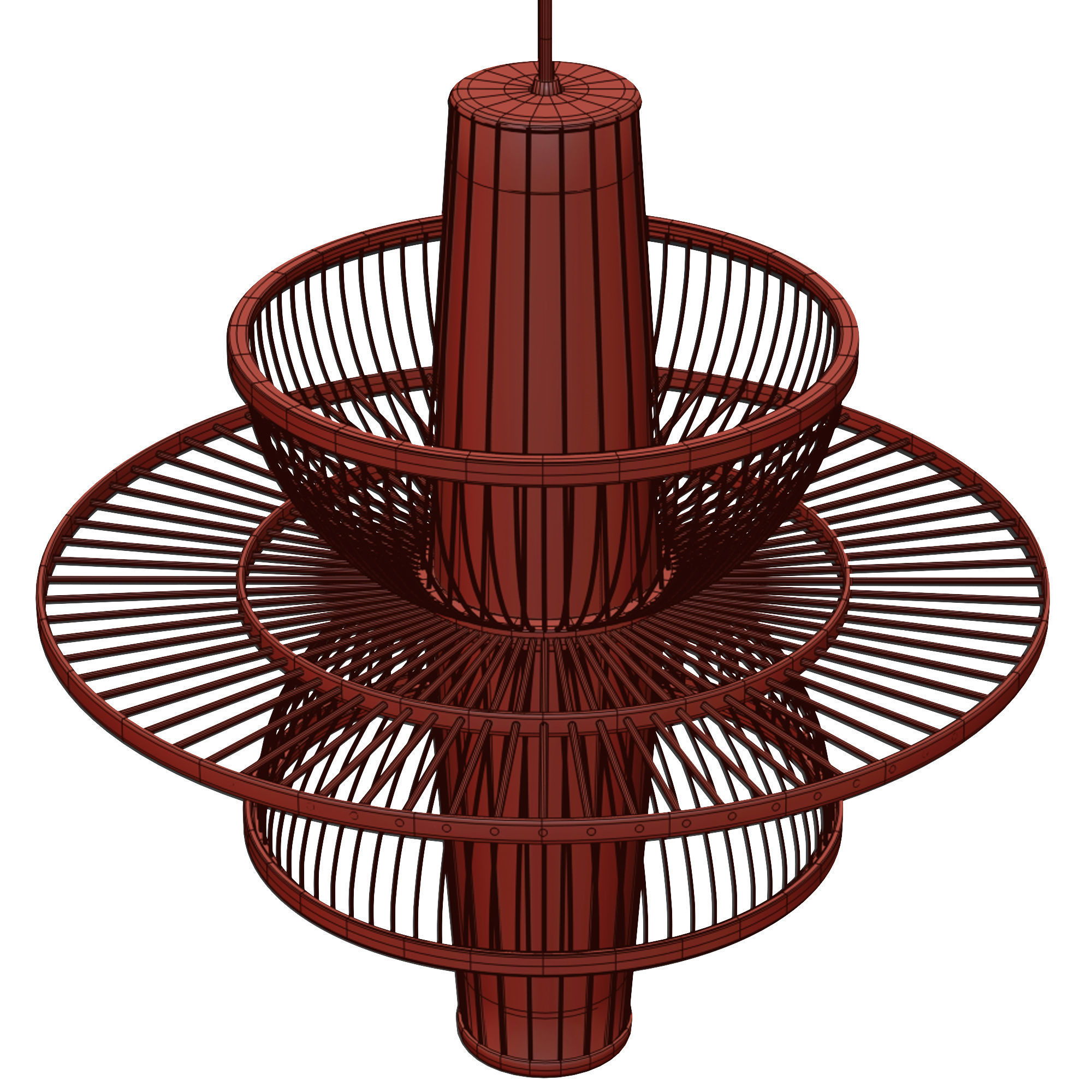Pastoral Rattan Decorative Pendant Lights 3D model_8