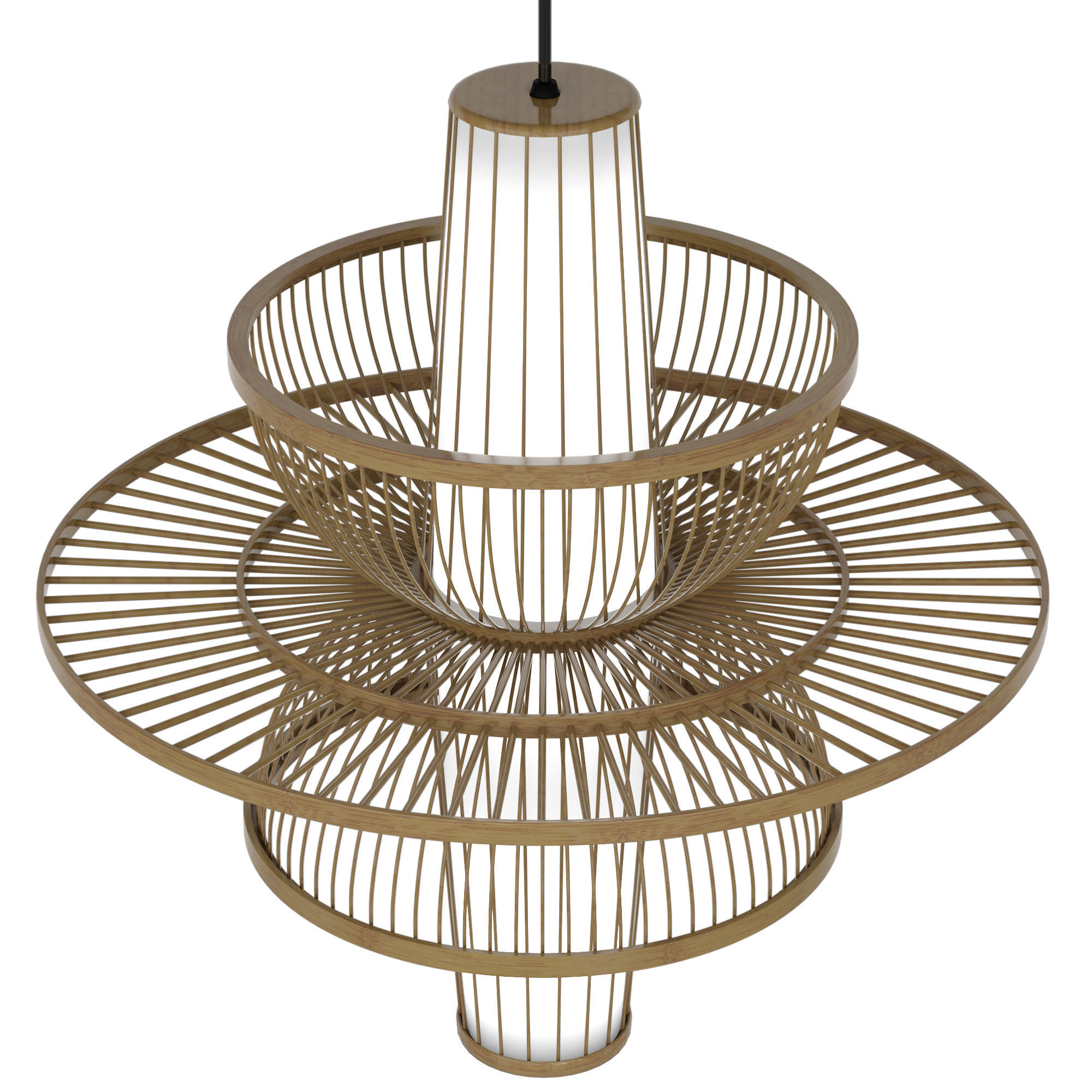 Pastoral Rattan Decorative Pendant Lights 3D model_2