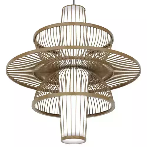 Pastoral Rattan Decorative Pendant Lights 3D model