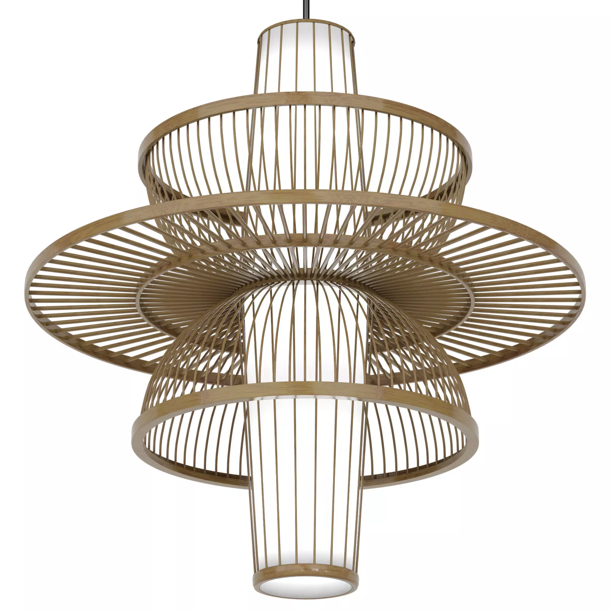 Pastoral Rattan Decorative Pendant Lights 3D model_0
