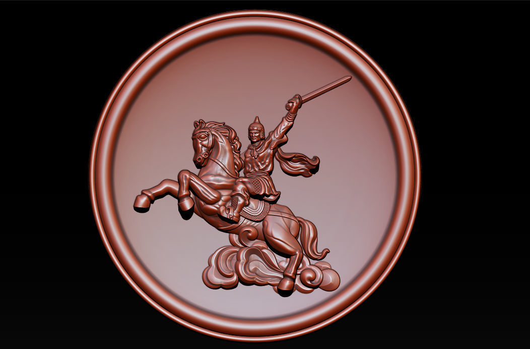 Collection 1 to 6 bronze medallion with knight 3D print model_24