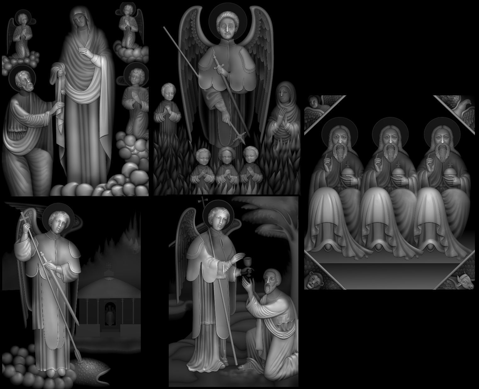 Collection 1 to 6 bronze medallion with knight 3D print model_15