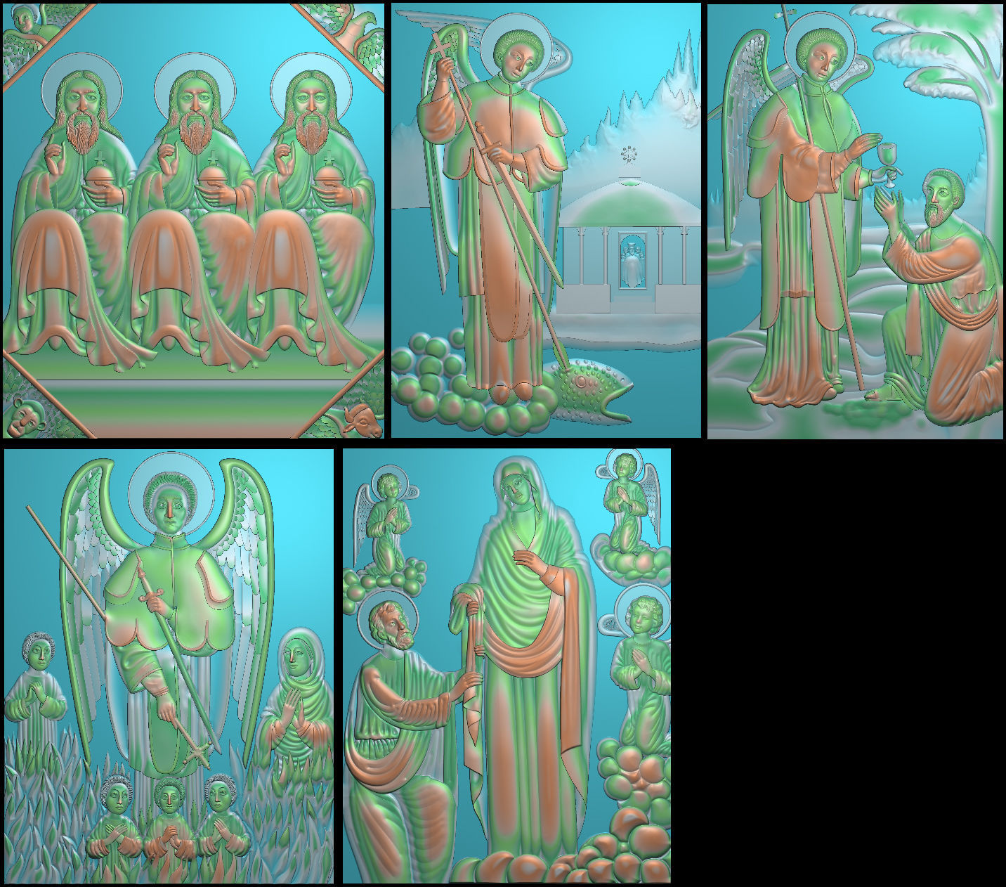 Collection 1 to 6 bronze medallion with knight 3D print model_13