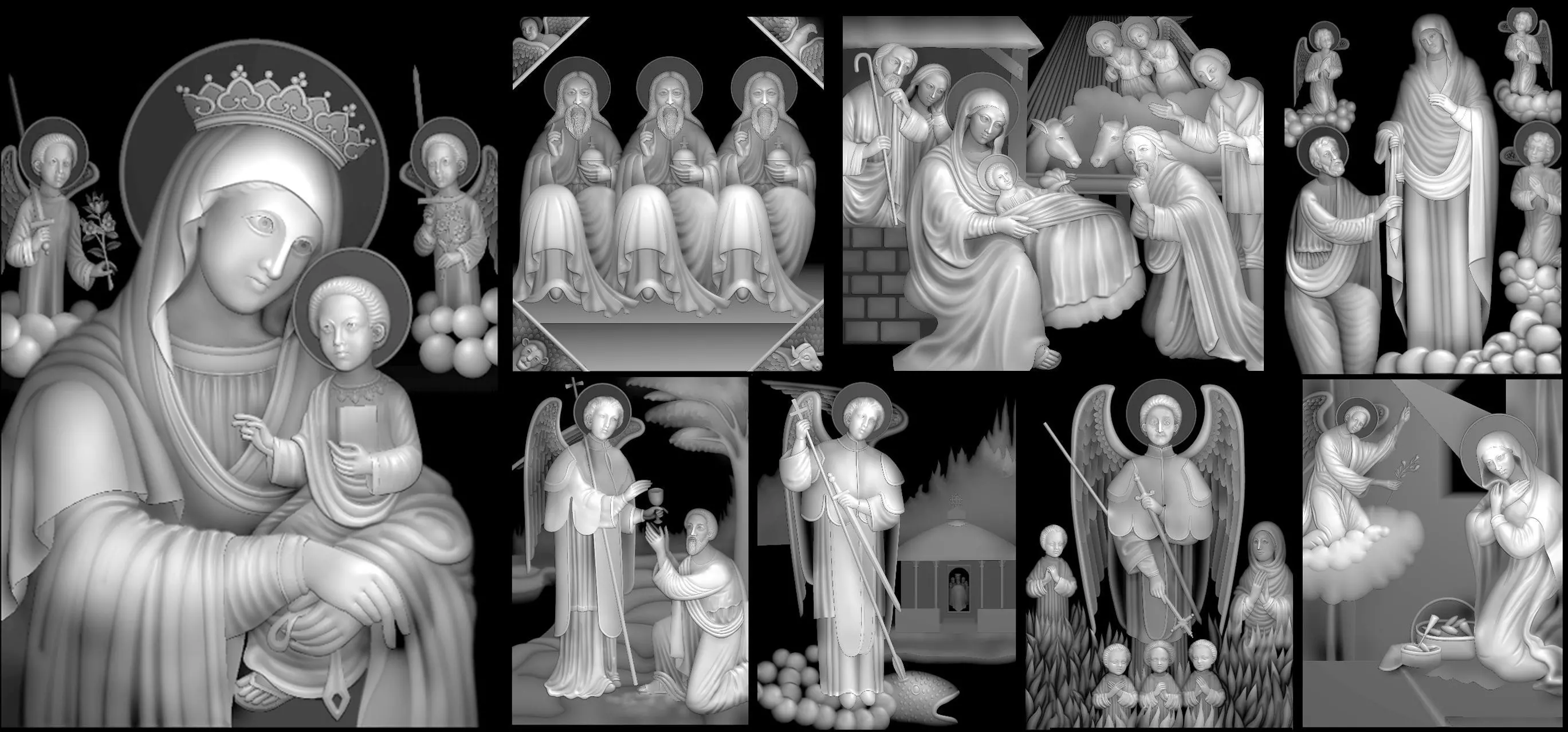 Collection 1 to 6 bronze medallion with knight 3D print model_0