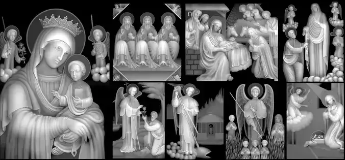 Collection 1 to 6 bronze medallion with knight