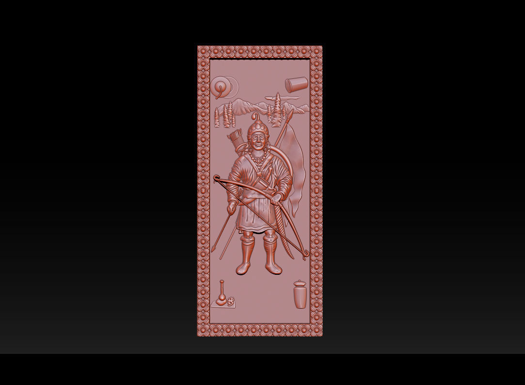 Collection 1 to 6 bronze medallion with knight 3D print model_25