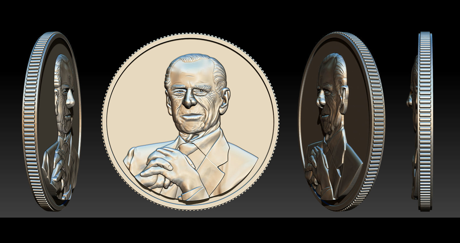 Collection 1 to 6 bronze medallion with knight 3D print model_42