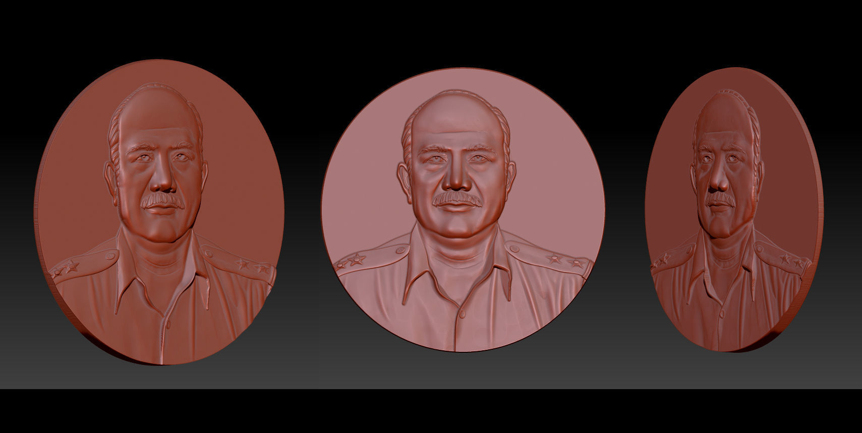 Collection 1 to 6 bronze medallion with knight 3D print model_8