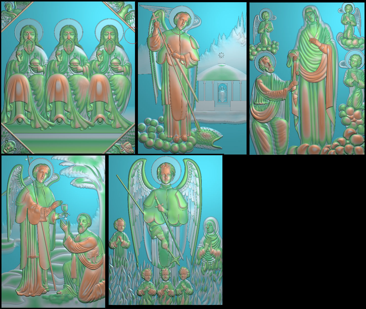 Collection 1 to 6 bronze medallion with knight 3D print model_16