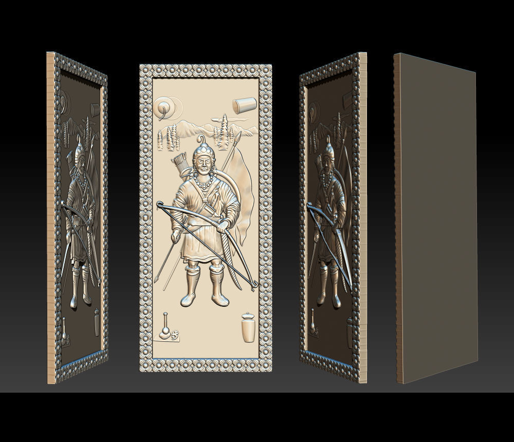 Collection 1 to 6 bronze medallion with knight 3D print model_26