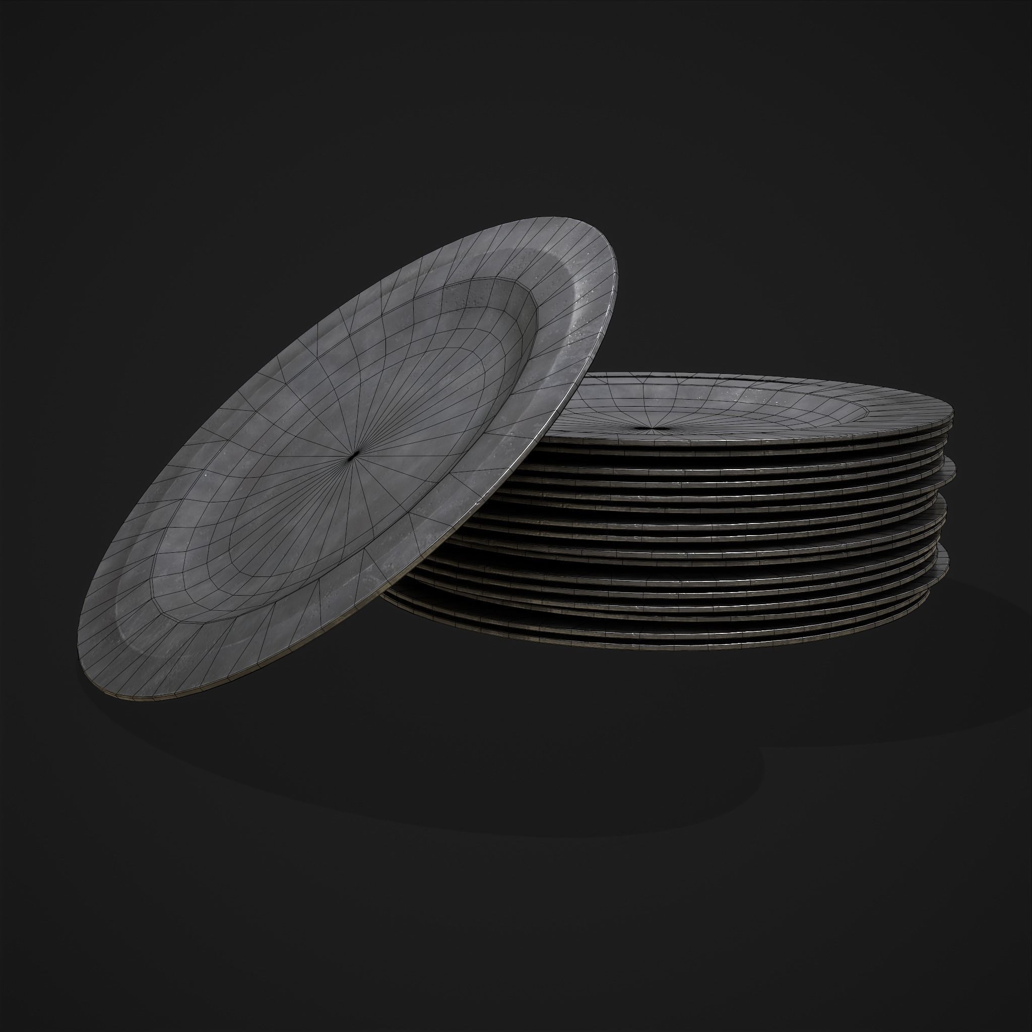 Pewter Plate Low-poly 3D model_14