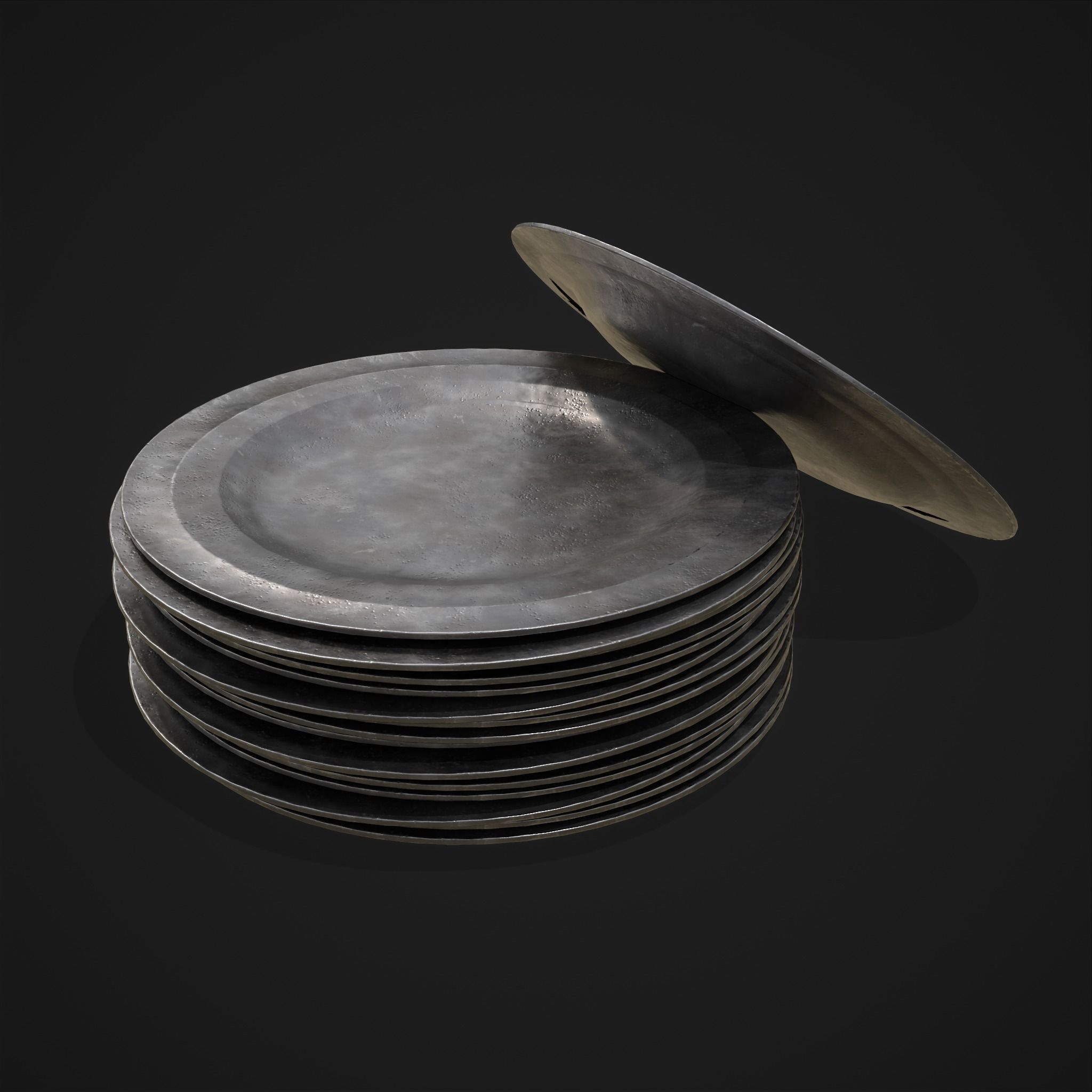 Pewter Plate Low-poly 3D model_15