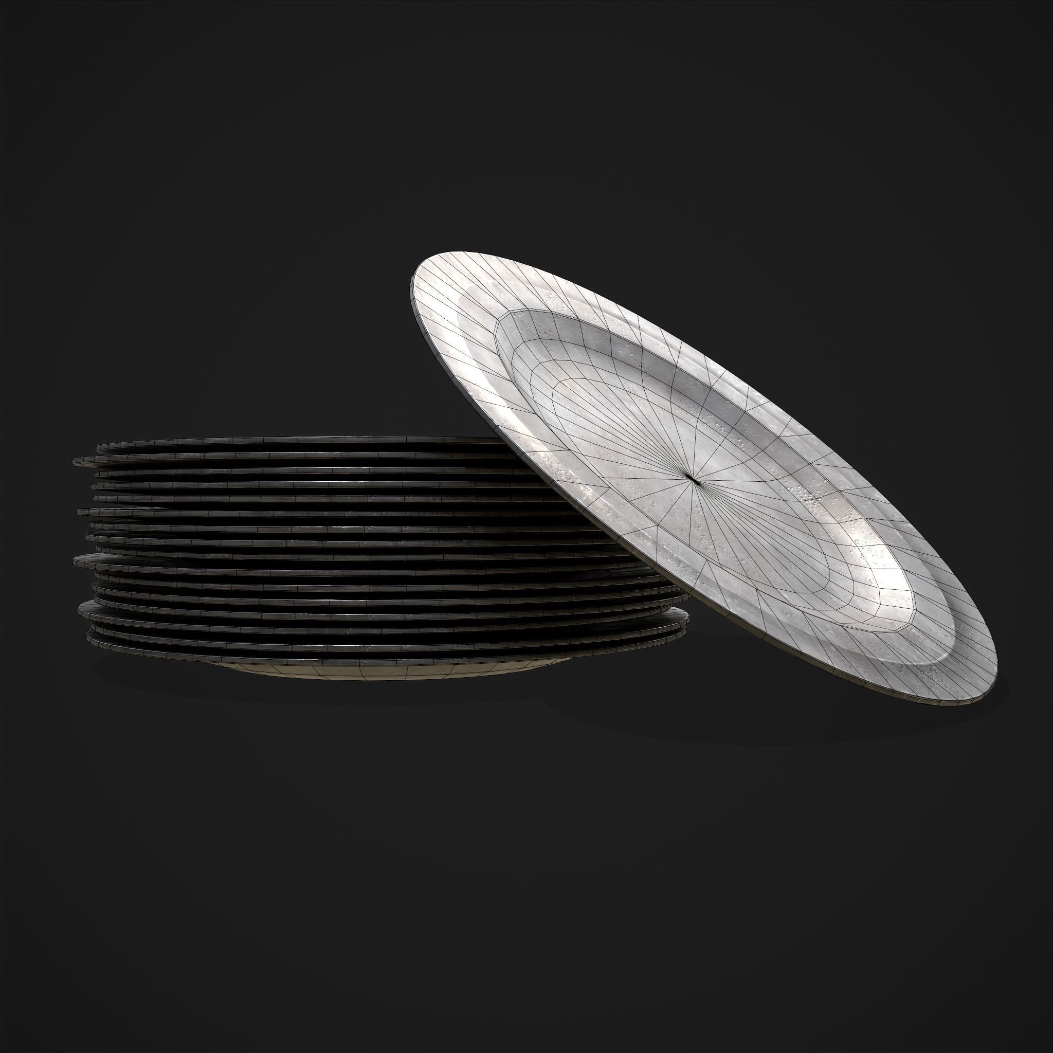 Pewter Plate Low-poly 3D model_20