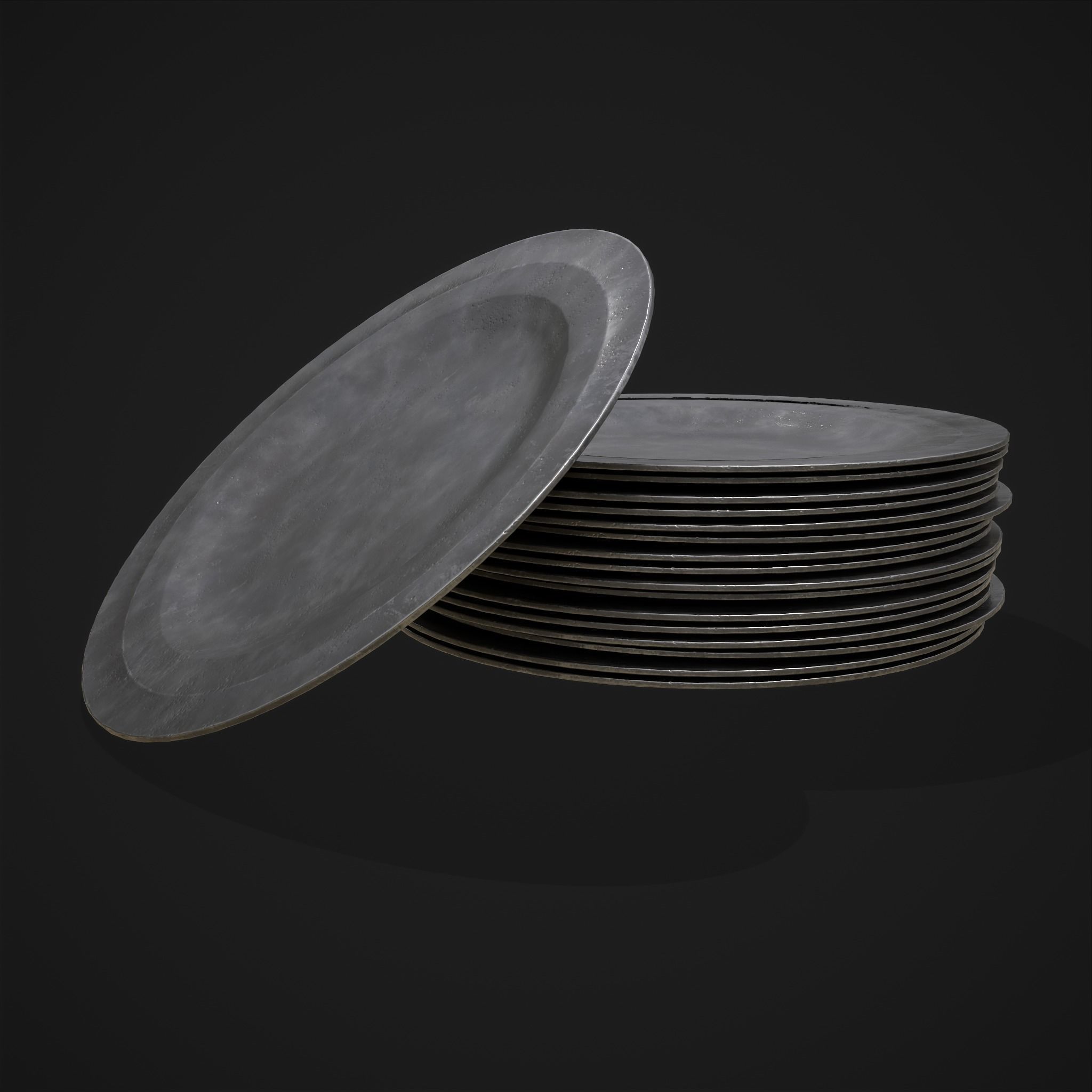 Pewter Plate Low-poly 3D model_13