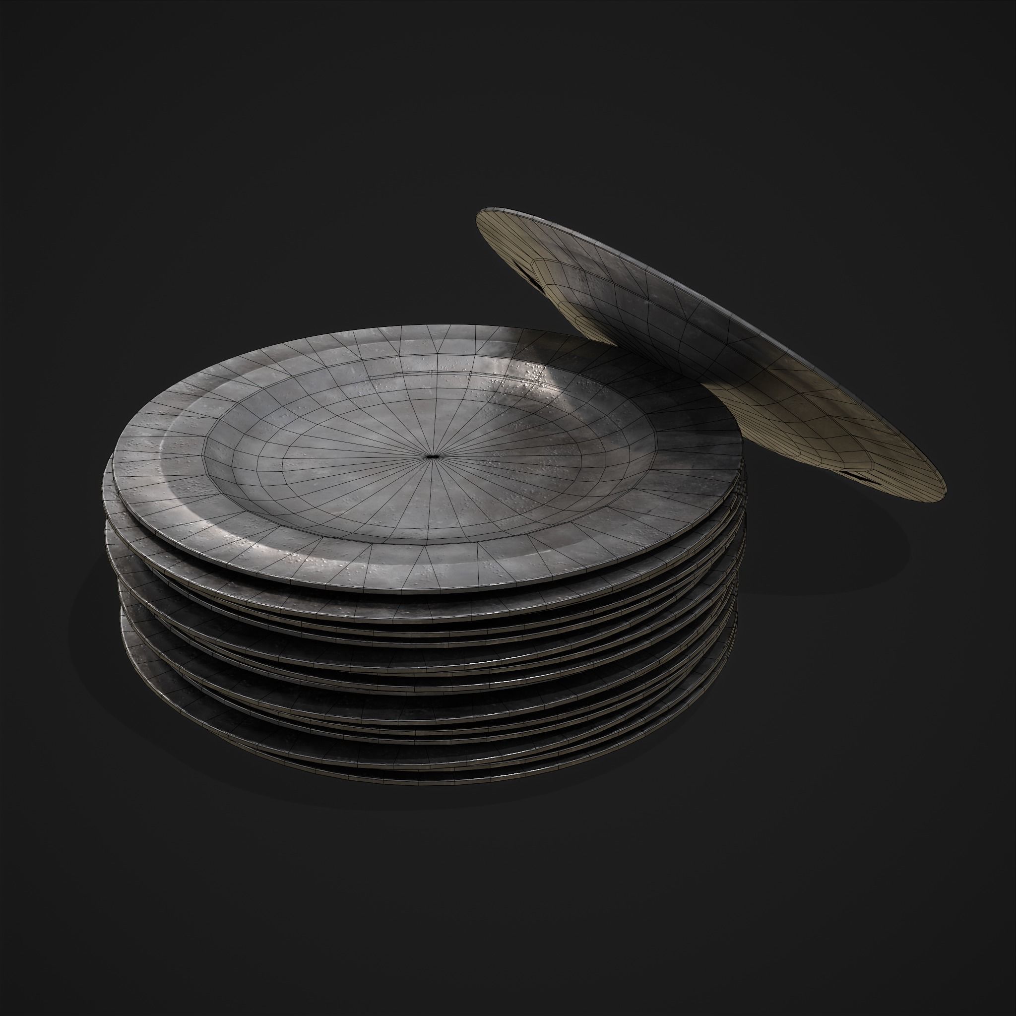 Pewter Plate Low-poly 3D model_16