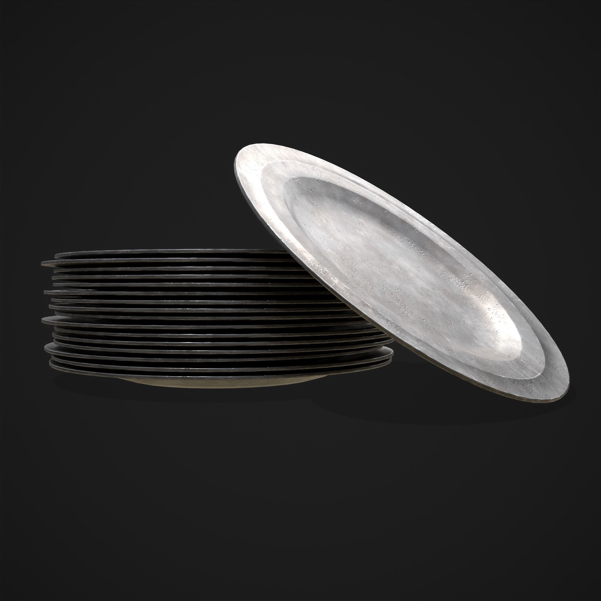 Pewter Plate Low-poly 3D model_19