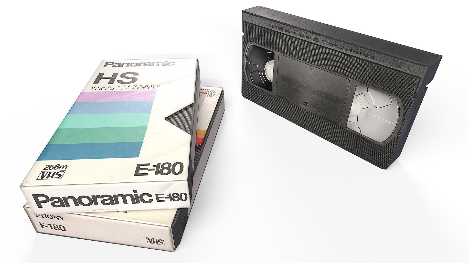 2 VHS Cassette Tapes with Sleeve Covers Low-poly 3D model_5