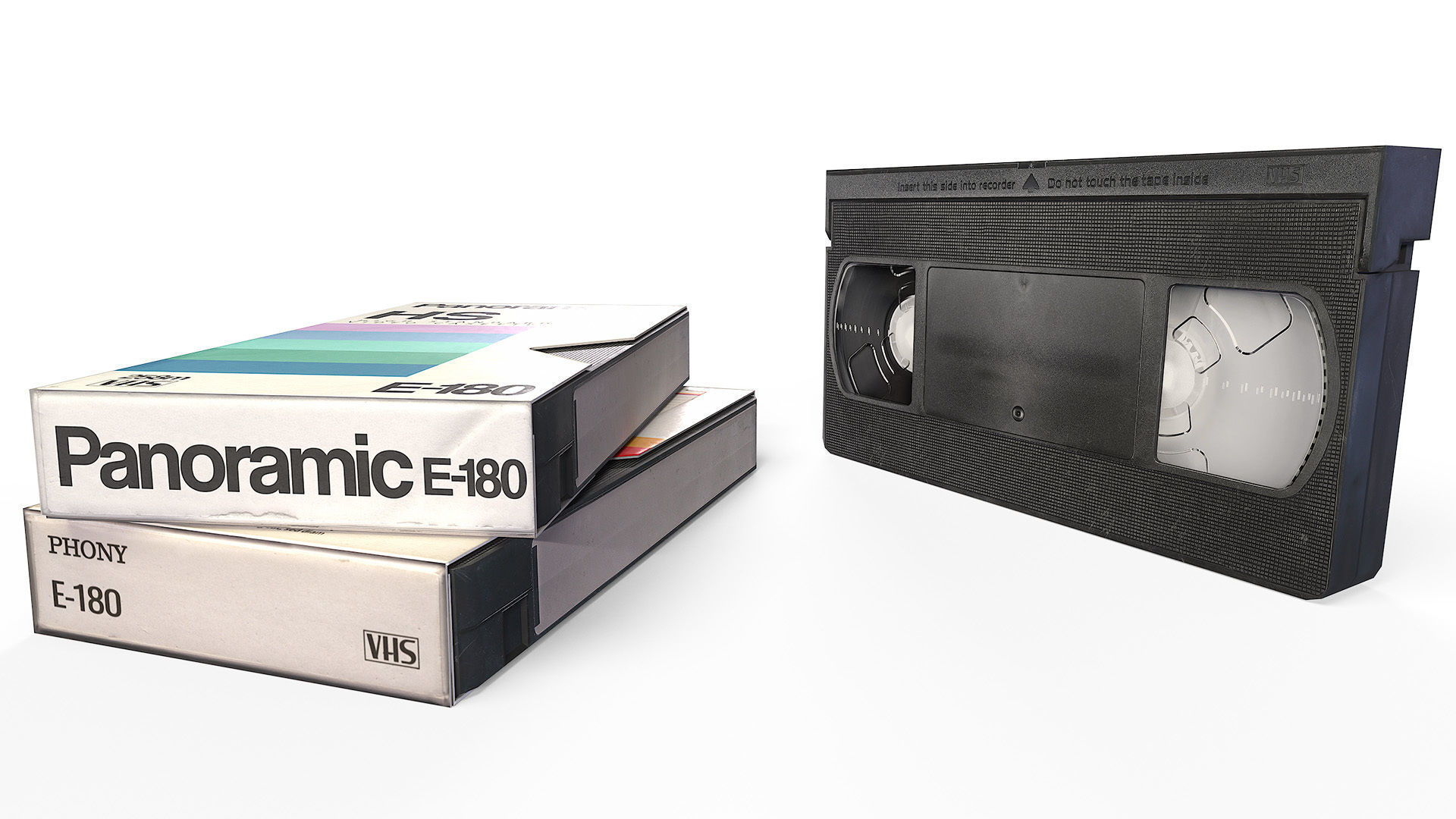 2 VHS Cassette Tapes with Sleeve Covers Low-poly 3D model_6