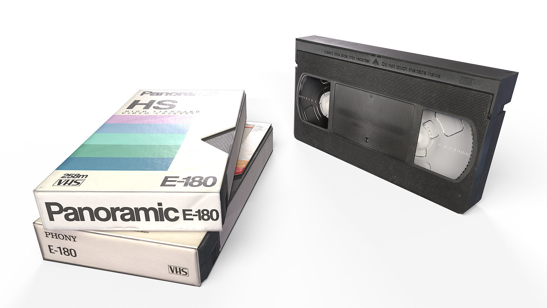 2 VHS Cassette Tapes with Sleeve Covers Low-poly 3D model_4