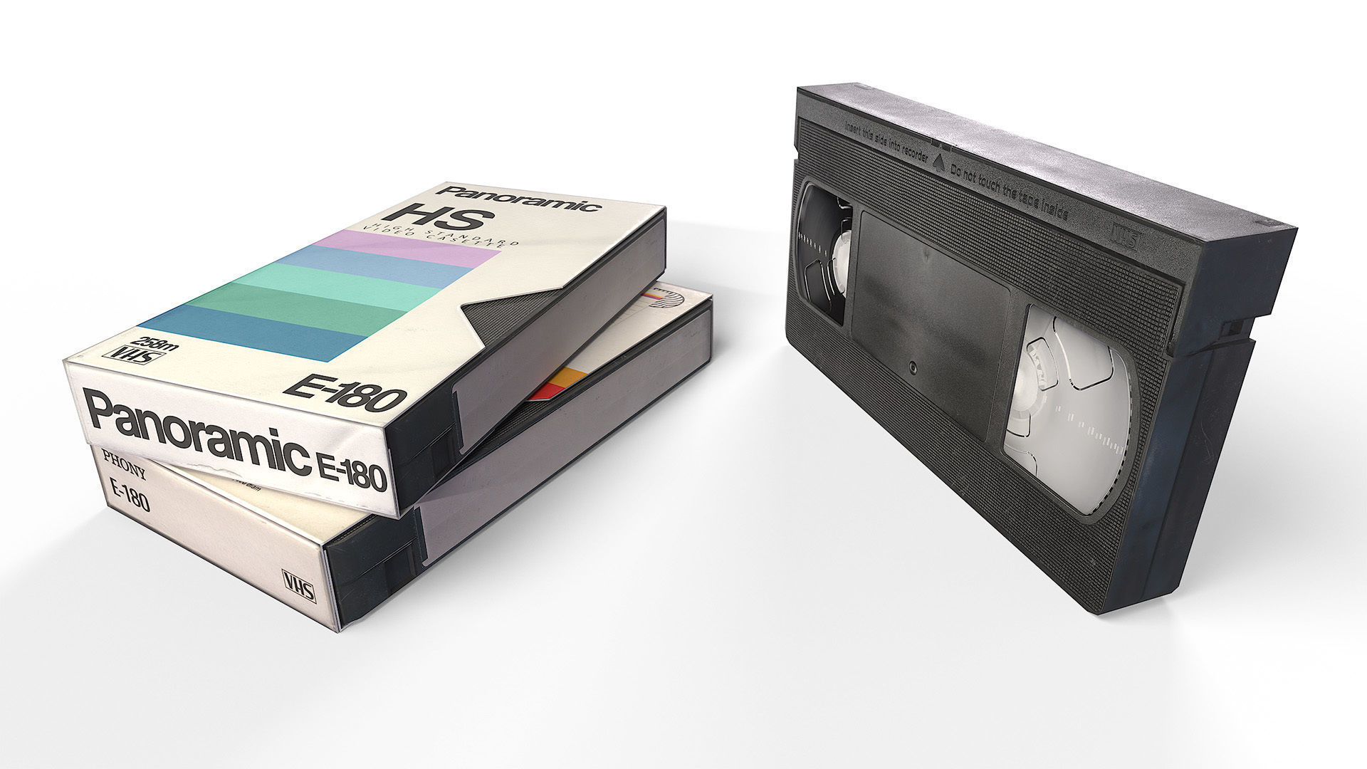2 VHS Cassette Tapes with Sleeve Covers Low-poly 3D model_3