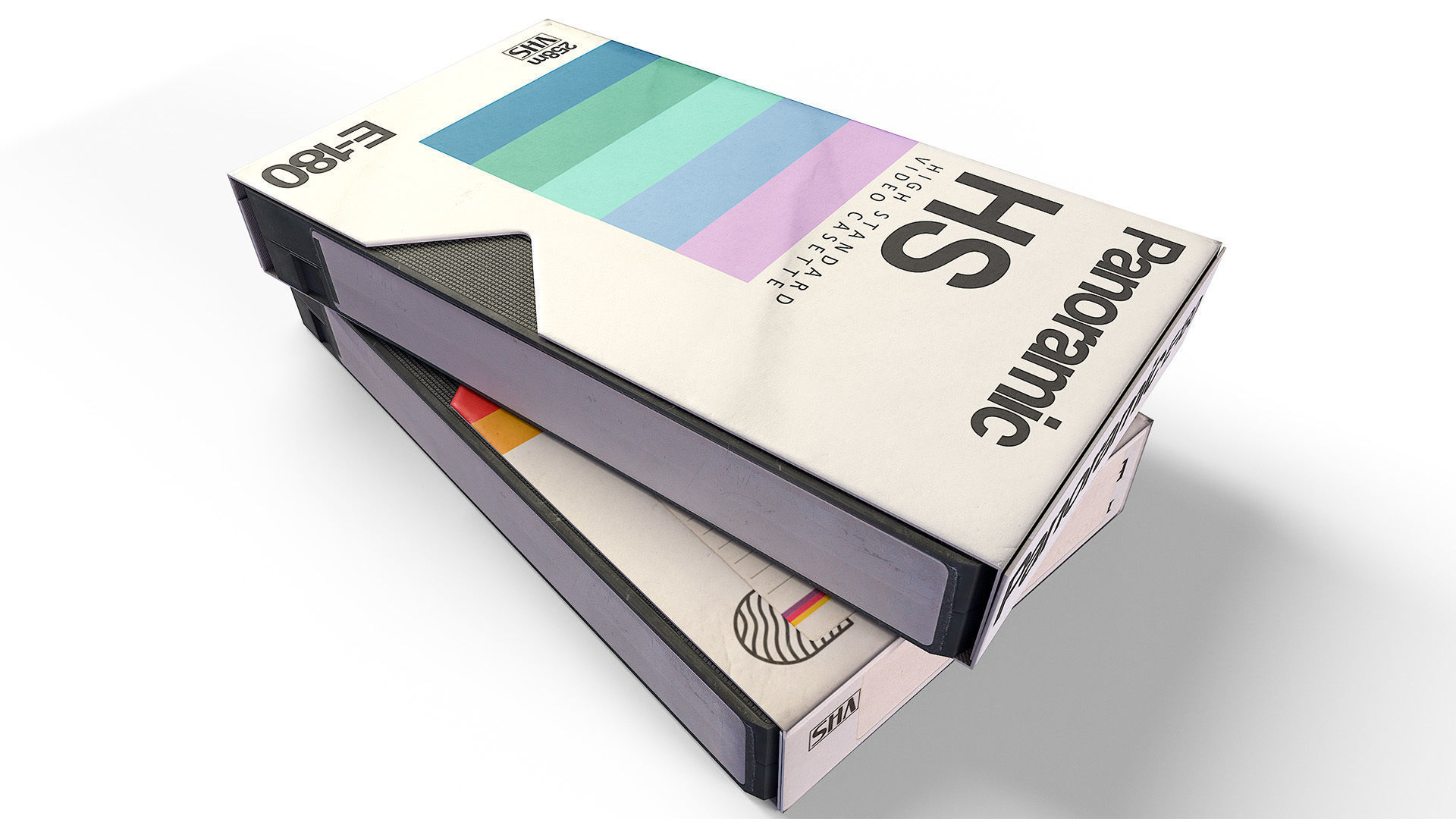 2 VHS Cassette Tapes with Sleeve Covers Low-poly 3D model_7