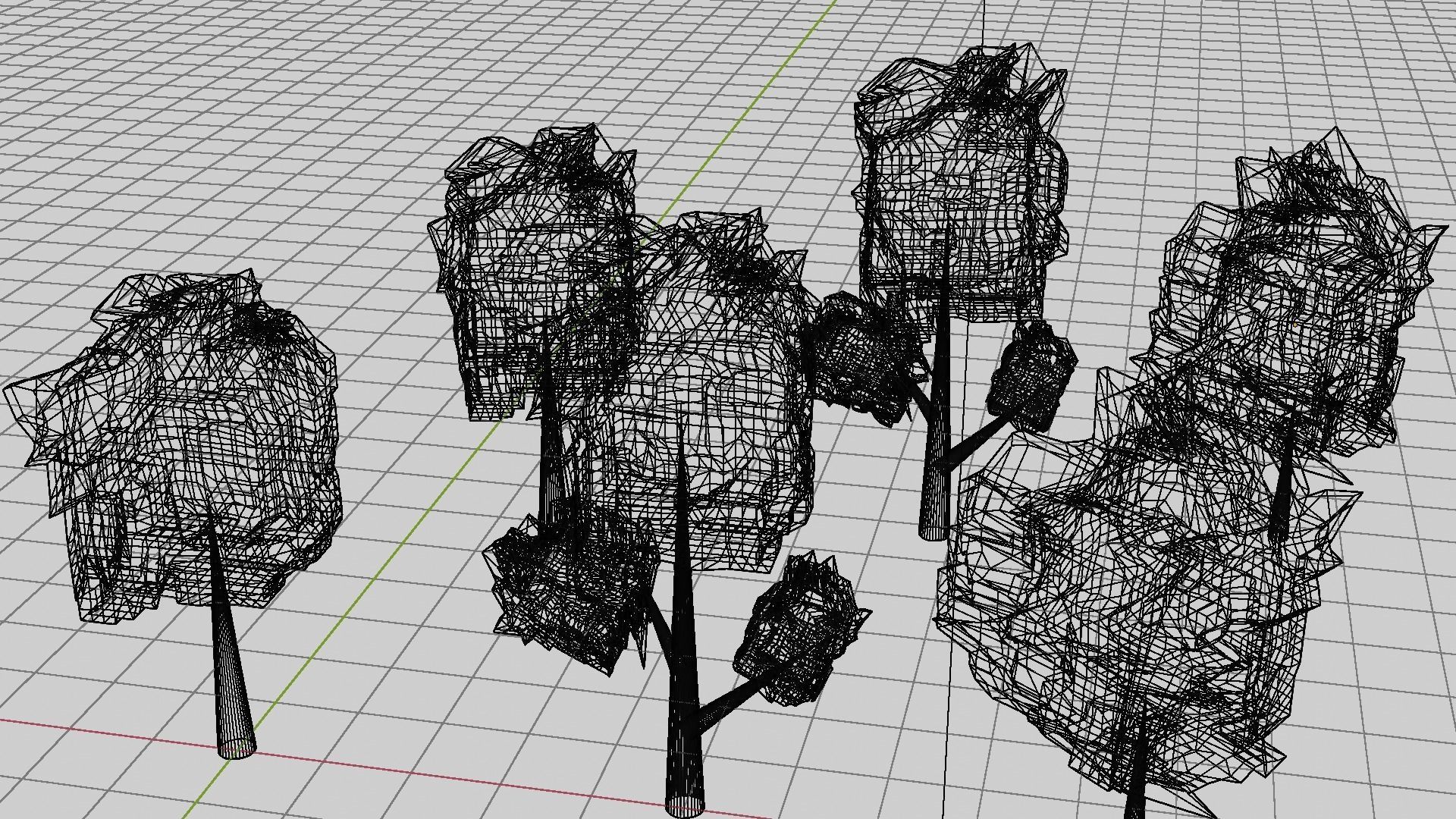 Low Poly Tree three trees Low-poly 3D model_3