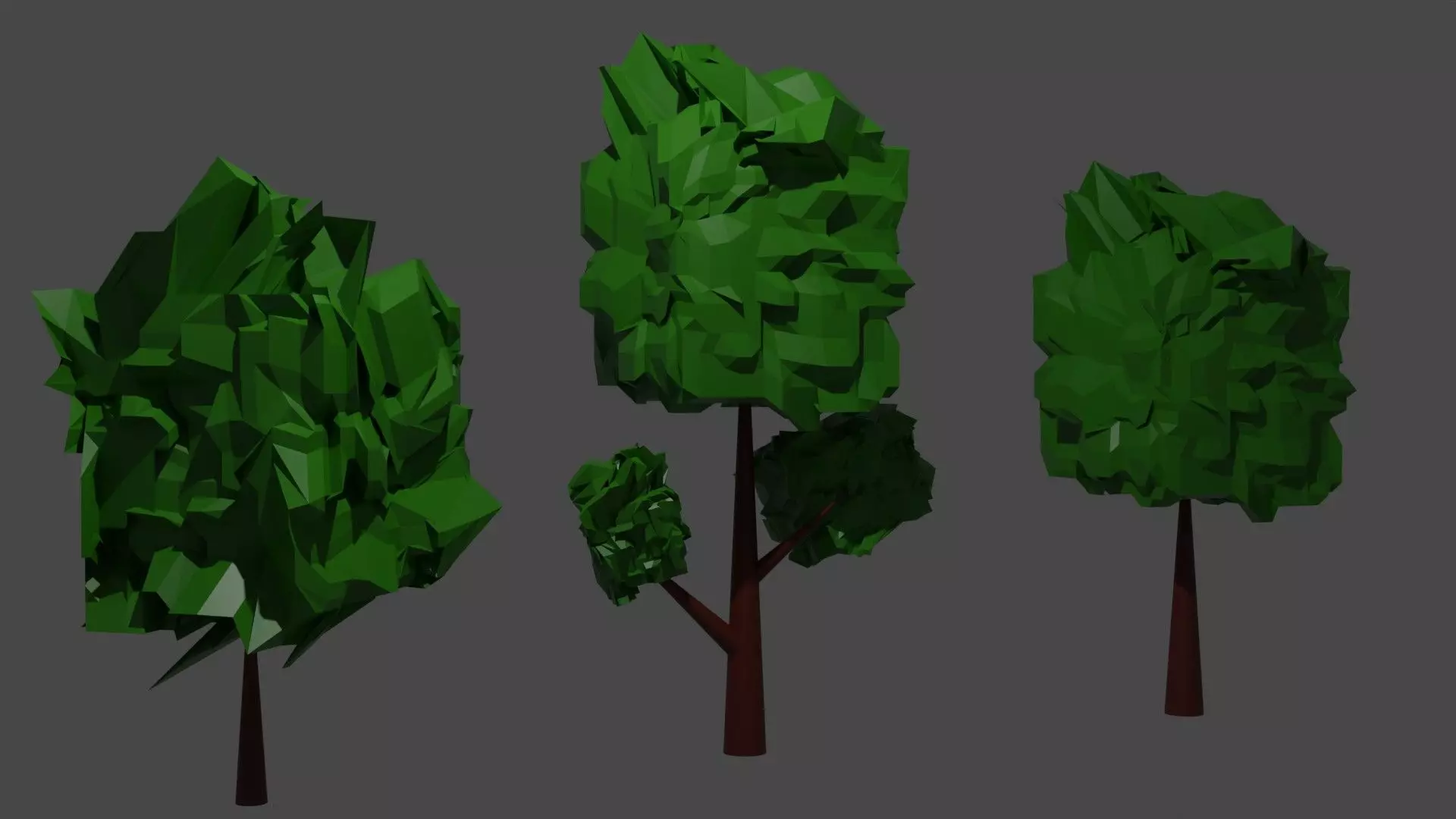 Low Poly Tree three trees Low-poly 3D model_0