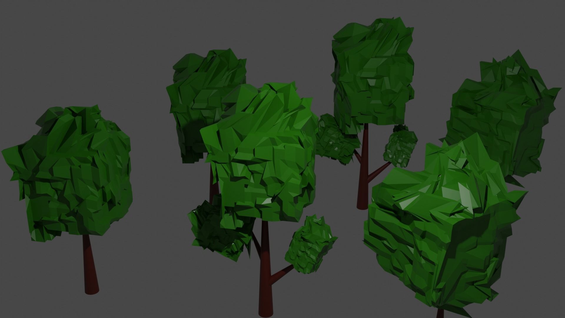 Low Poly Tree three trees Low-poly 3D model_1