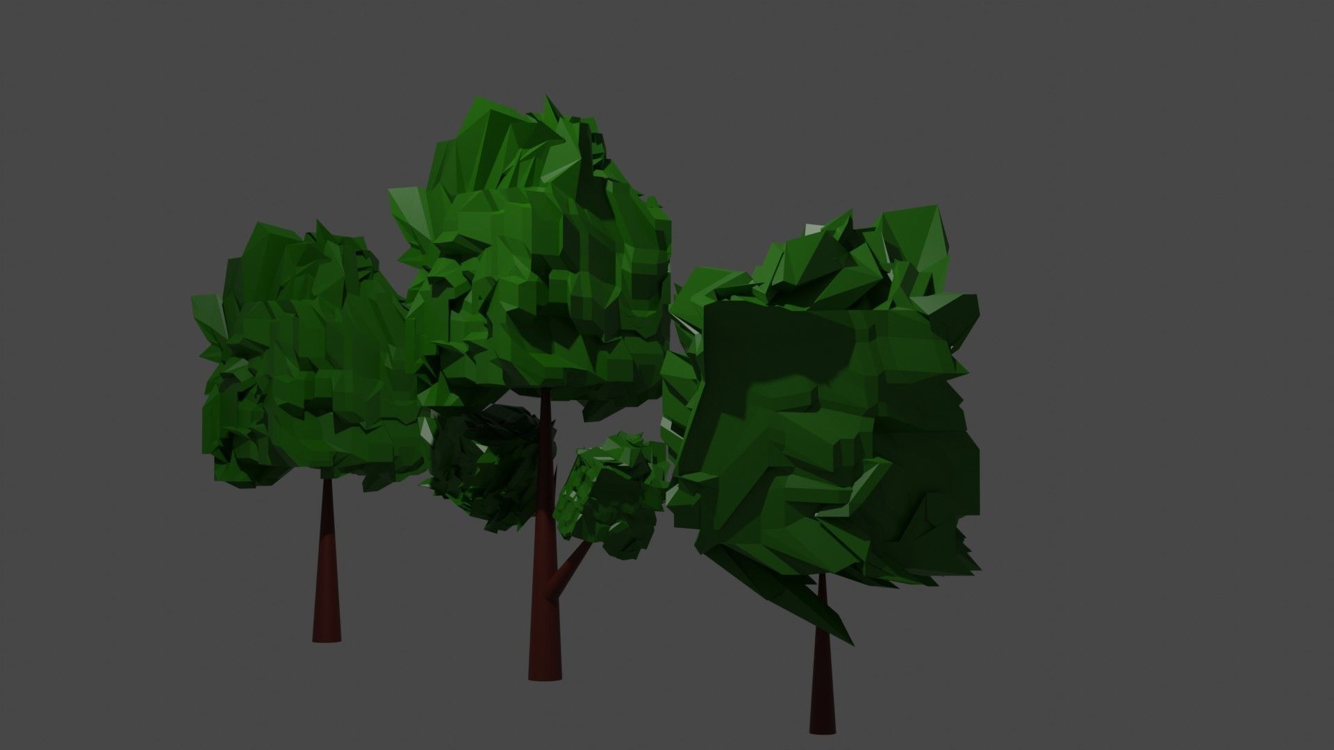 Low Poly Tree three trees Low-poly 3D model_2