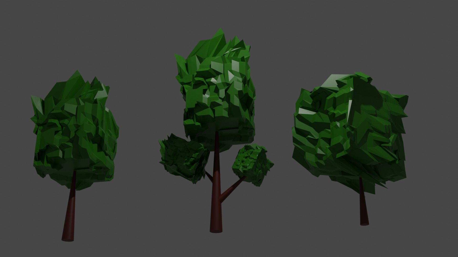Low Poly Tree three trees Low-poly 3D model_4