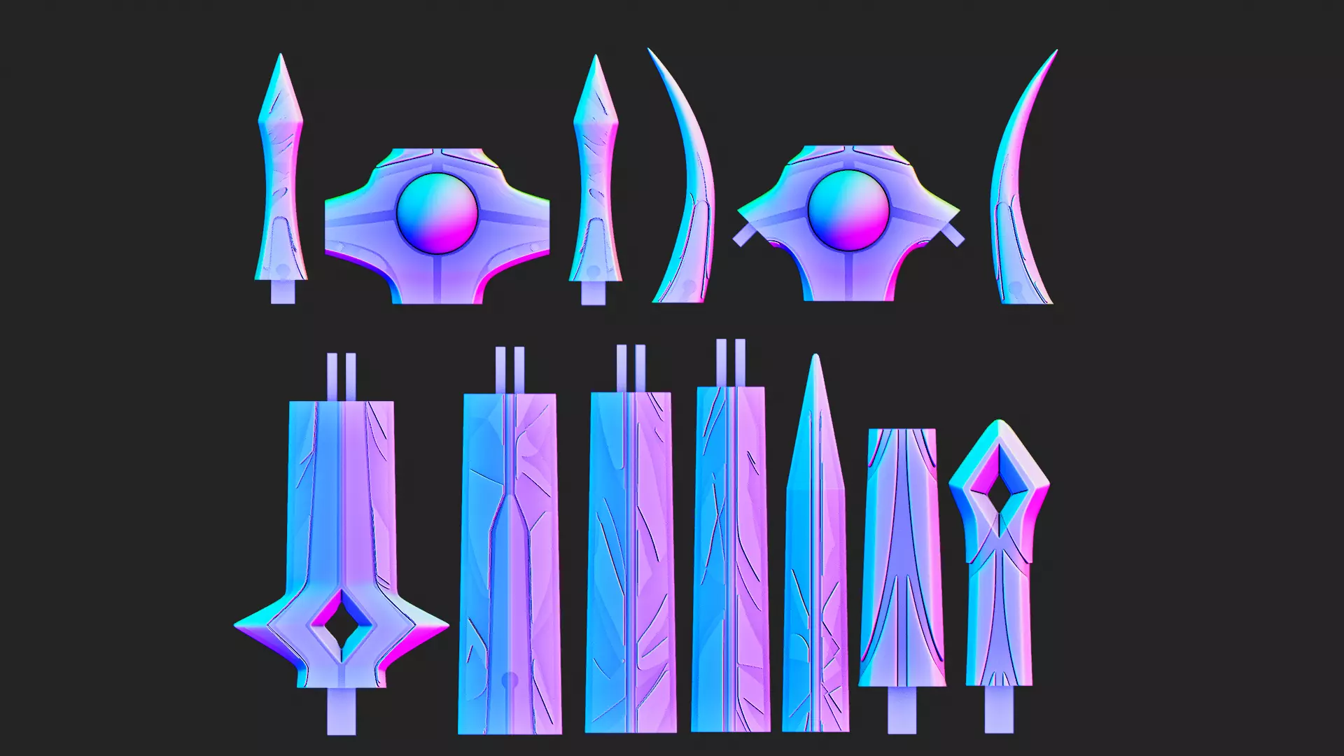 Travelers Original Swords Aether and Lumine Genshin Impact 3D print model_6