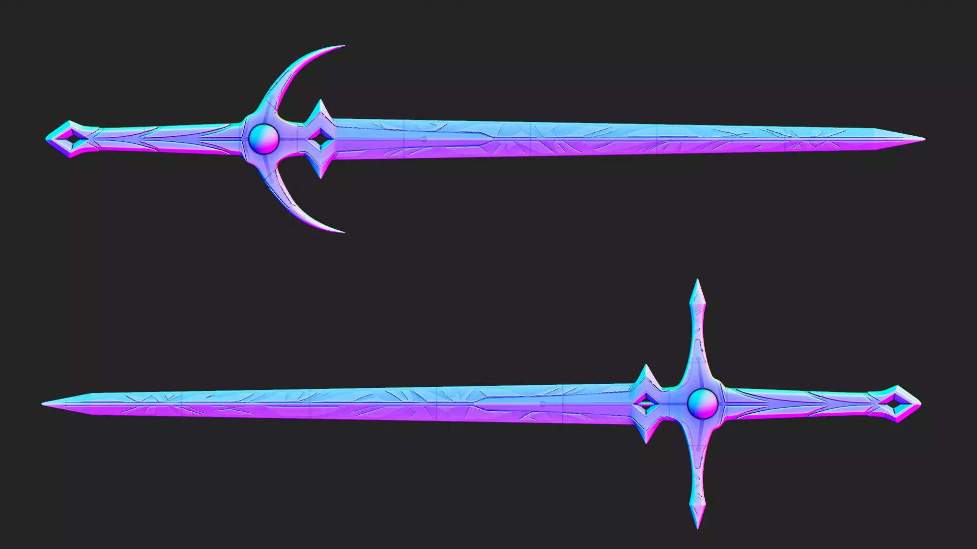 Travelers Original Swords Aether and Lumine Genshin Impact 3D print model_3